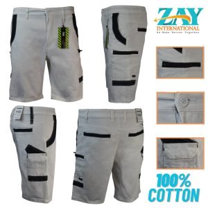 Mens Cargo Cotton Drill Work Shorts, Cotton Spandex Fabric