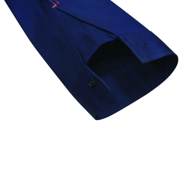 HI VIS CLOSED FRONT COTTON DRILL REFLECTIVE SHIRT WITH SEMI GUSSET SLEEVES - Image 2