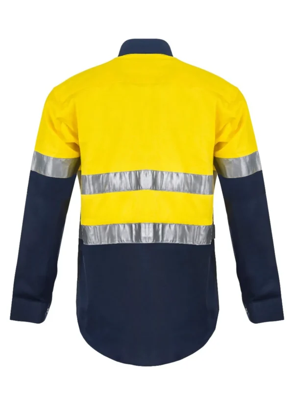 LIGHTWEIGHT HI VIS CLOSED FRONT VENTED COTTON DRILL REFLECTIVE SHIRT WITH SEMI GUSSET SLEEVES - Image 4