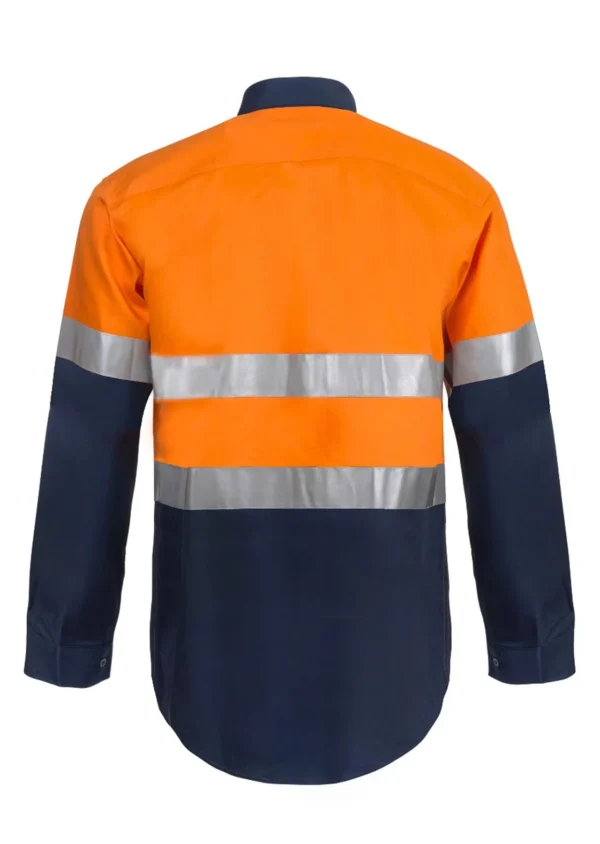 LIGHTWEIGHT HI VIS LONG SLEEVE VENTED COTTON DRILL REFLECTIVE SHIRT - Image 3