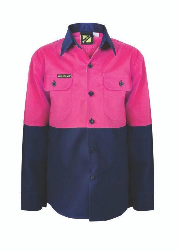 KIDS LIGHTWEIGHT LONG SLEEVE COTTON DRILL SHIRT - Image 2