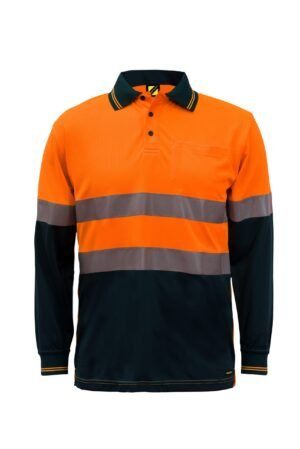 HI VIS LONG SLEEVE MICROMESH REFLECTIVE POLO WITH POCKET