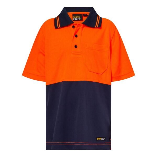 KIDS HI VIS SHORT SLEEVE MICROMESH POLO WITH POCKET - Image 3