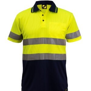 HI VIS SHORT SLEEVE MICROMESH REFLECTIVE POLO WITH POCKET