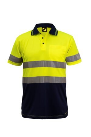 HI VIS SHORT SLEEVE MICROMESH REFLECTIVE POLO WITH POCKET