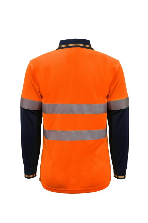HI VIS LONG SLEEVE MICROMESH REFLECTIVE POLO WITH POCKET - Image 4