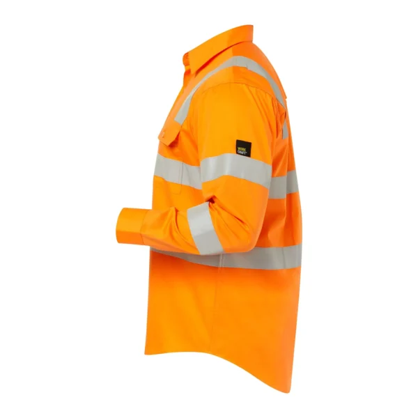 LIGHTWEIGHT HI VIS VENTED COTTON DRILL REFLECTIVE SHIRT WITH SEMI GUSSET SLEEVES- VIC RAIL COMPLIANT - Image 3