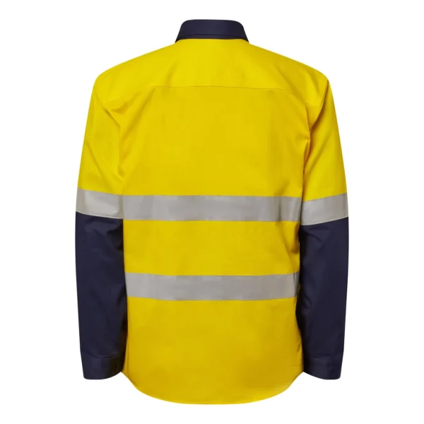 HEAVY DUTY HYBRID HI VIS CLOSED FRONT COTTON DRILL REFLECTIVE SHIRT WITH GUSSET SLEEVES - Image 2