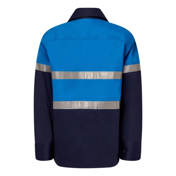 KIDS LIGHTWEIGHT TWO TONE LONG SLEEVE COTTON DRILL SHIRT WITH CSR REFLECTIVE TAPE - Image 4