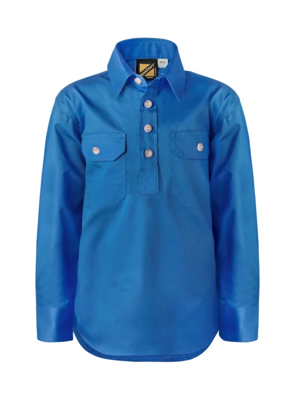 KIDS LIGHTWEIGHT LONG SLEEVE CLOSED FRONT COTTON DRILL SHIRT - Image 6