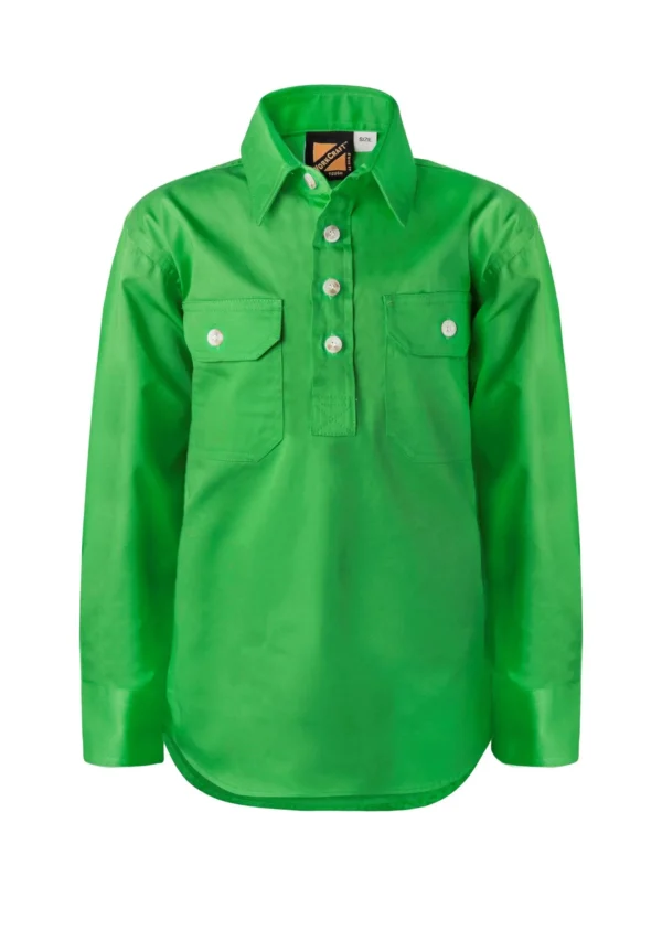 KIDS LIGHTWEIGHT LONG SLEEVE CLOSED FRONT COTTON DRILL SHIRT - Image 4