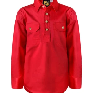 KIDS LIGHTWEIGHT LONG SLEEVE CLOSED FRONT COTTON DRILL SHIRT