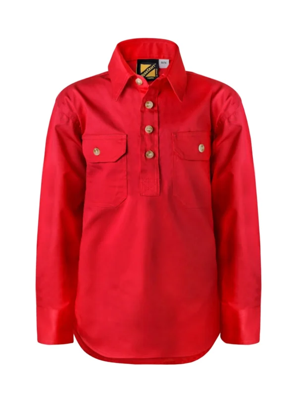 KIDS LIGHTWEIGHT LONG SLEEVE CLOSED FRONT COTTON DRILL SHIRT - Image 2