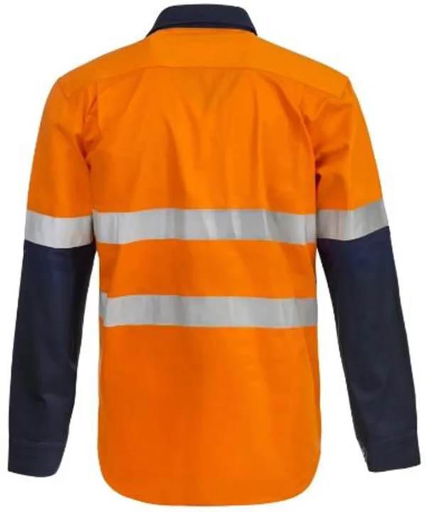 HEAVY DUTY HYBRID HI VIS CLOSED FRONT COTTON DRILL REFLECTIVE SHIRT WITH GUSSET SLEEVES - Image 4
