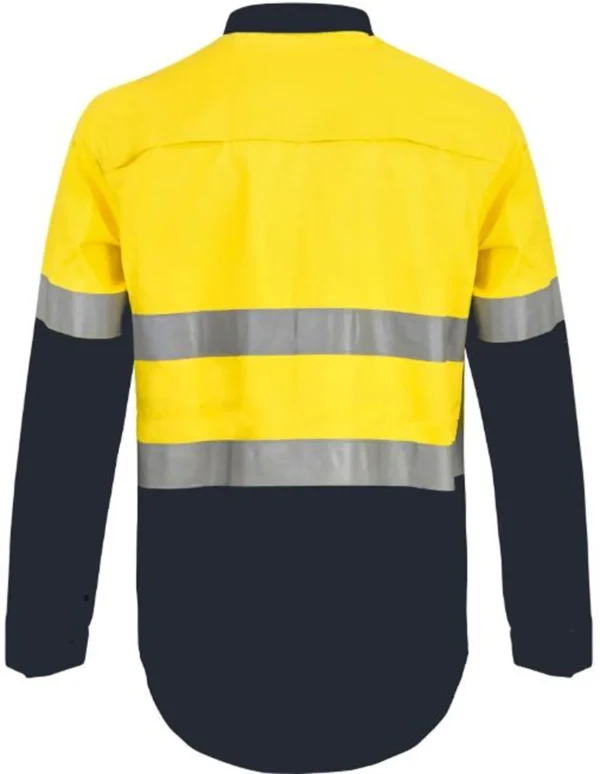 HI VIS CLOSED FRONT COTTON DRILL REFLECTIVE SHIRT WITH SEMI GUSSET SLEEVES - Image 4