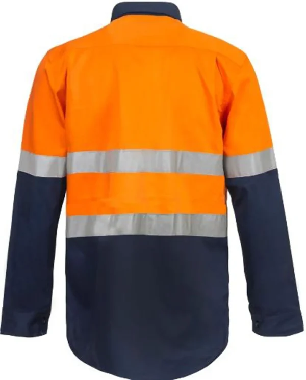 HI VIS CLOSED FRONT COTTON DRILL REFLECTIVE SHIRT WITH SEMI GUSSET SLEEVES - Image 6