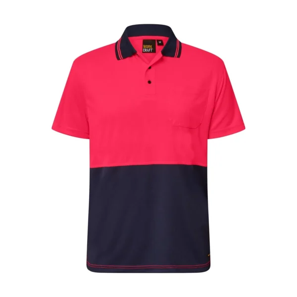 HI VIS SHORT SLEEVE MICROMESH POLO WITH POCKET