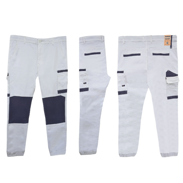 Men's Cargo Cotton Drill Work Pants UPF 50+ Pockets Tradies Workwear Trousers - Image 3