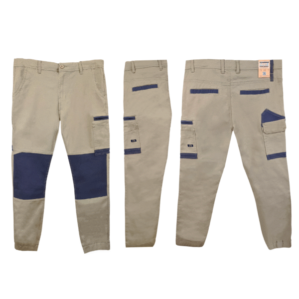 Men's Cargo Cotton Drill Work Pants UPF 50+ Pockets Tradies Workwear Trousers
