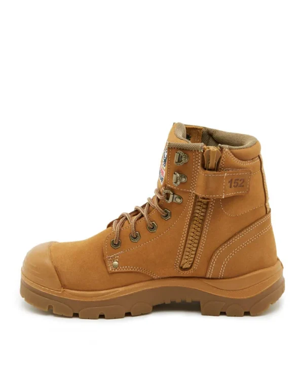 Argyle Lace Up Boot with Zip and Bump Cap - Wheat - Image 2