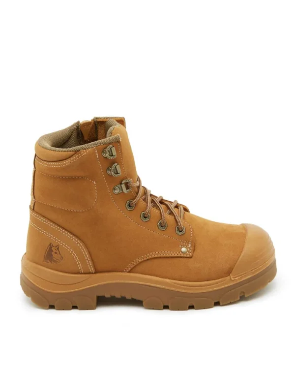Argyle Lace Up Boot with Zip and Bump Cap - Wheat - Image 4