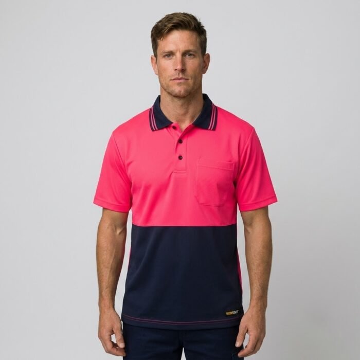 KIDS HI VIS SHORT SLEEVE MICROMESH POLO WITH POCKET