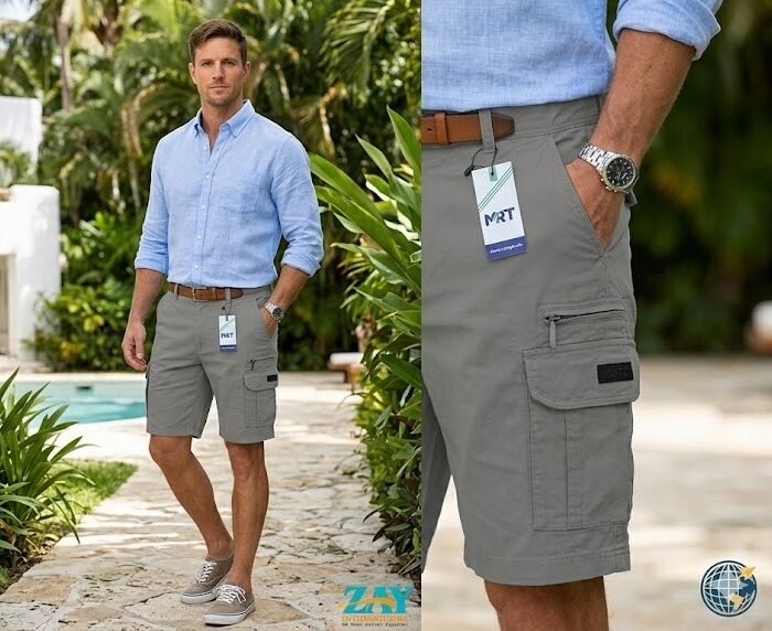 Multi Pocket  ZAY Workwear Men's Cargo Shorts Cotton Spandex 280GSM Heavy Duty