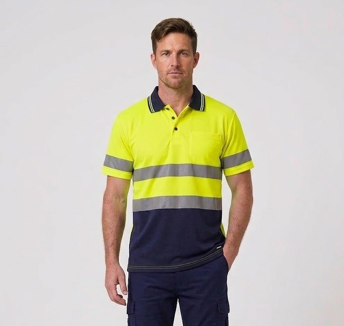 HI VIS SHORT SLEEVE MICROMESH REFLECTIVE POLO WITH POCKET