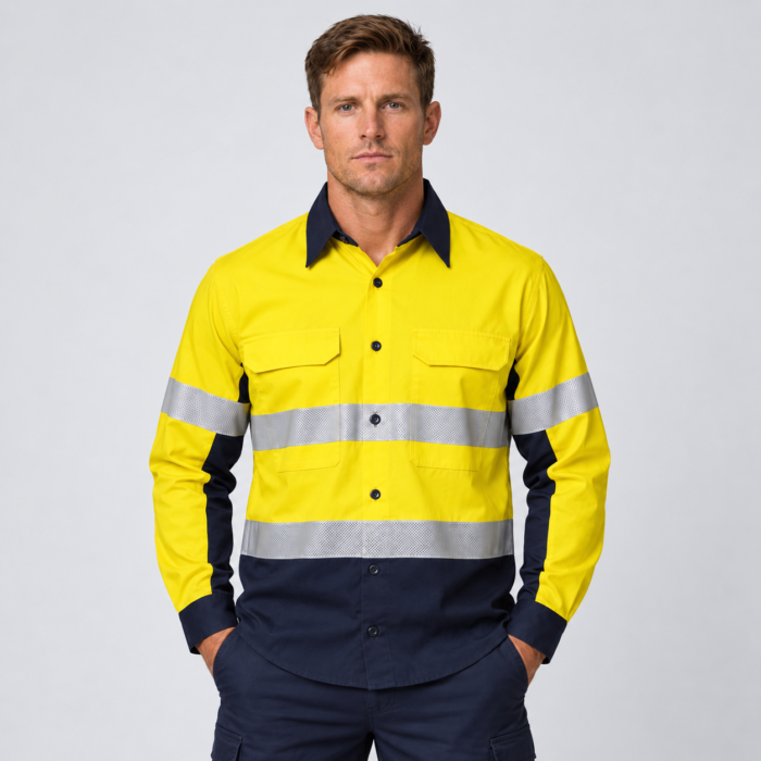 HI VIS LONG SLEEVES VENTED REFLECTIVE RIPSTOP SHIRT