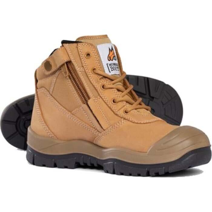 Mongrel 461050 Work Boots. Steel Toe Safety. Zip-Sider, Scuff Cap