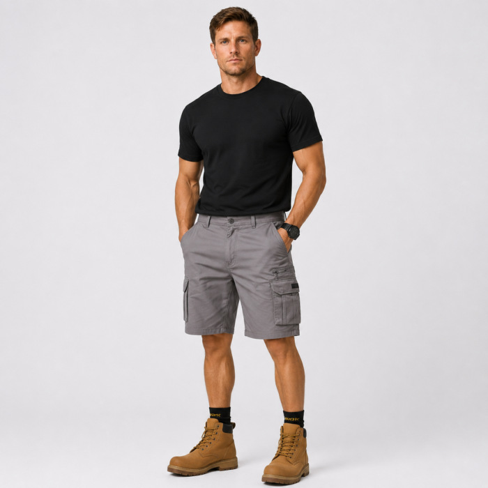 Multi Pocket  ZAY Workwear Men's Cargo Shorts Cotton Spandex 280GSM Heavy Duty