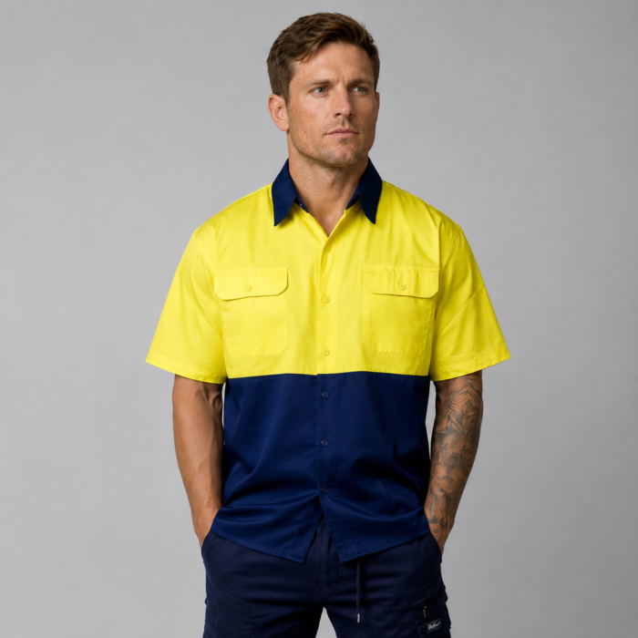 Hi-Vis Short Sleeve Cotton Drill Safety Shirt