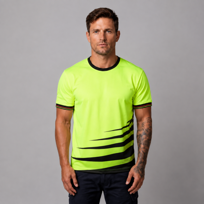 Orange Hi-Vis Safety T-Shirt with Graphic Print