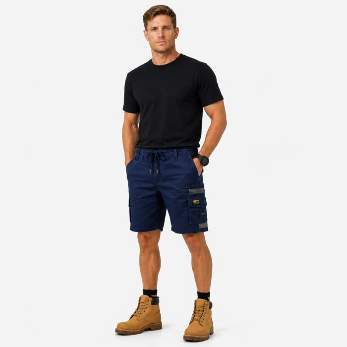 ELESTIC Cotton Drill Workwear Cargo Shorts | Work Men's Shorts