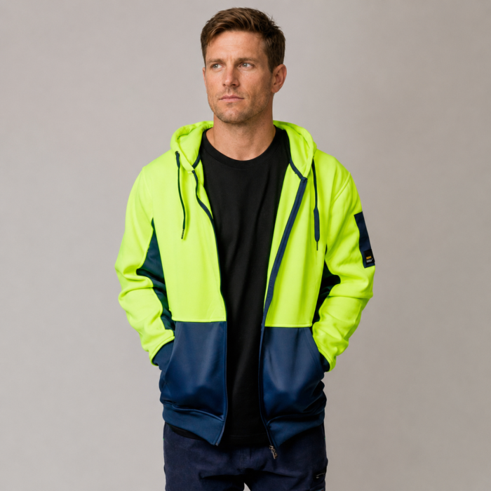 Hi-Vis Orange & Navy Full Zip Safety Hoodie