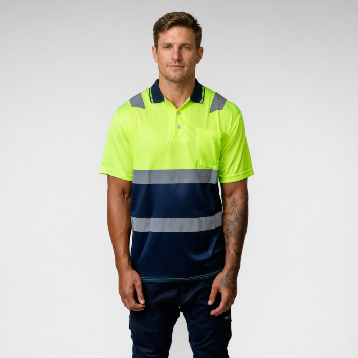 Hi-Vis Traditional Short Sleeve Work Polo Shirt with Reflective Tape