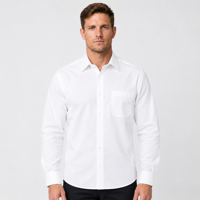 Polyester Cotton Business Shirt - Long Sleeve Corporate Work Shirt