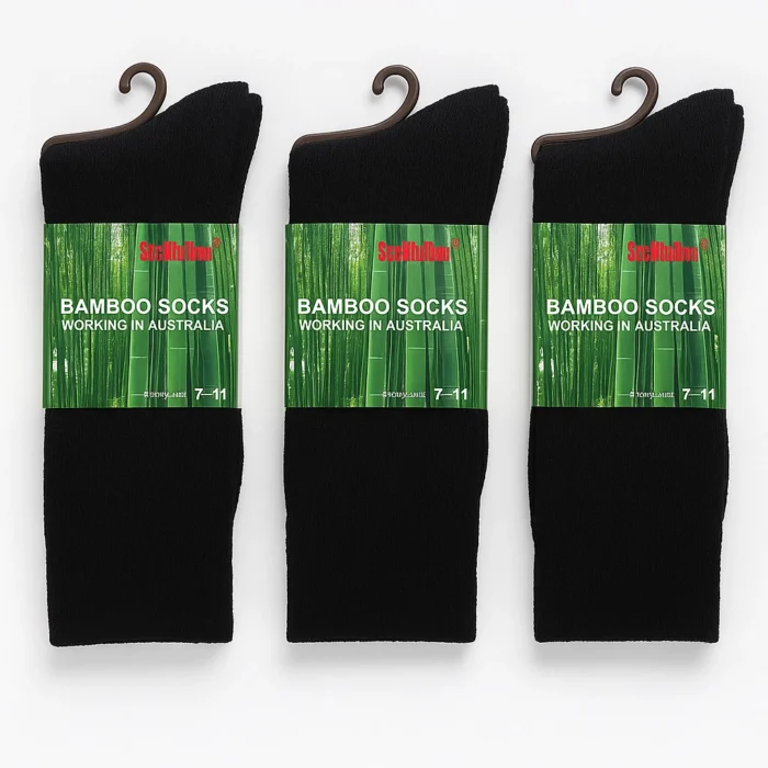 Men's Heavy Duty Premium Thick Work BLACK BAMBOO SOCKS