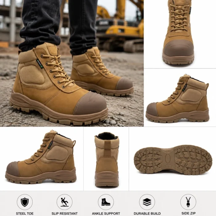 Nuke Leather Work Boots, Soft Toe Cap (without Steel Toe)