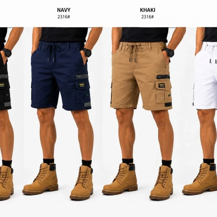 ELESTIC Cotton Drill Workwear Cargo Shorts | Work Men's Shorts