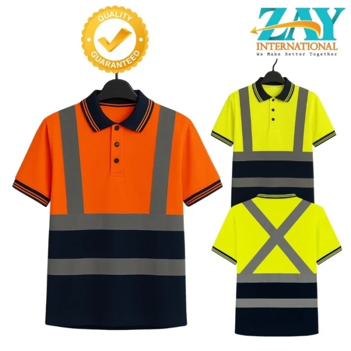 Cross POLO WORK SHIRT REFLECTIVE TAPE COOL DRY BREATHABLE SAFETY WORKWEAR