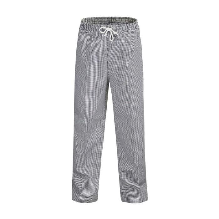 Unisex Chefs Check Drawstring Pant - Elastic Waist Kitchen Trousers