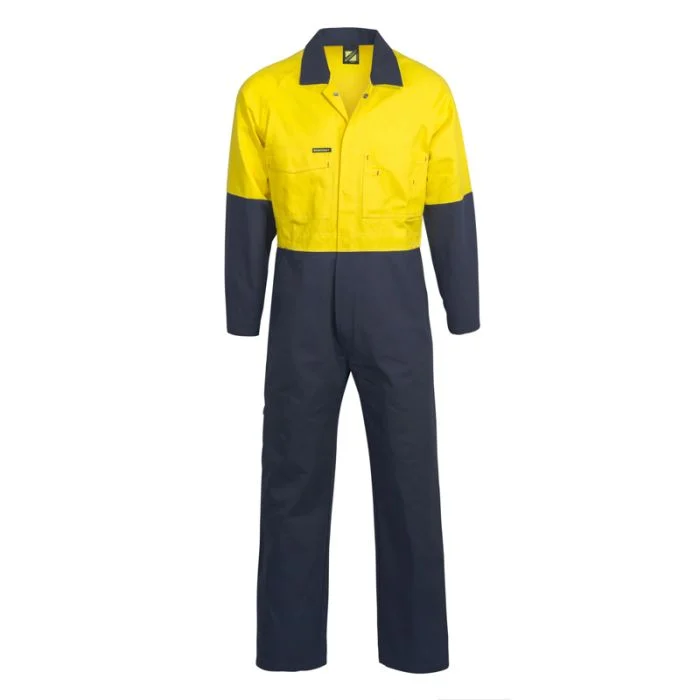 Hi Vis Two Tone Poly/Cotton Coveralls - Day Use, AS/NZS Compliant