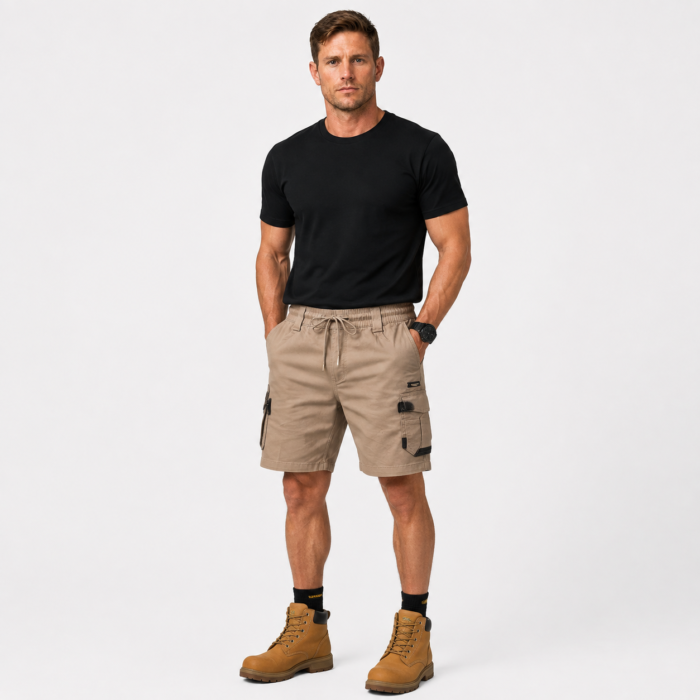 Mens Cargo Cotton Work Shorts - 10 Pocket Tradie Utility Shorts