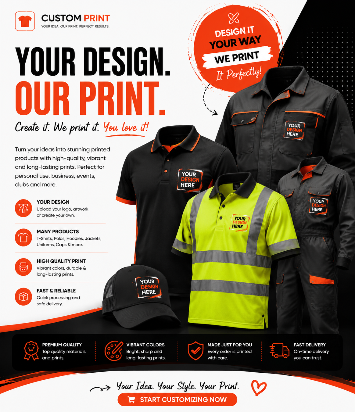 Custom printed workwear products