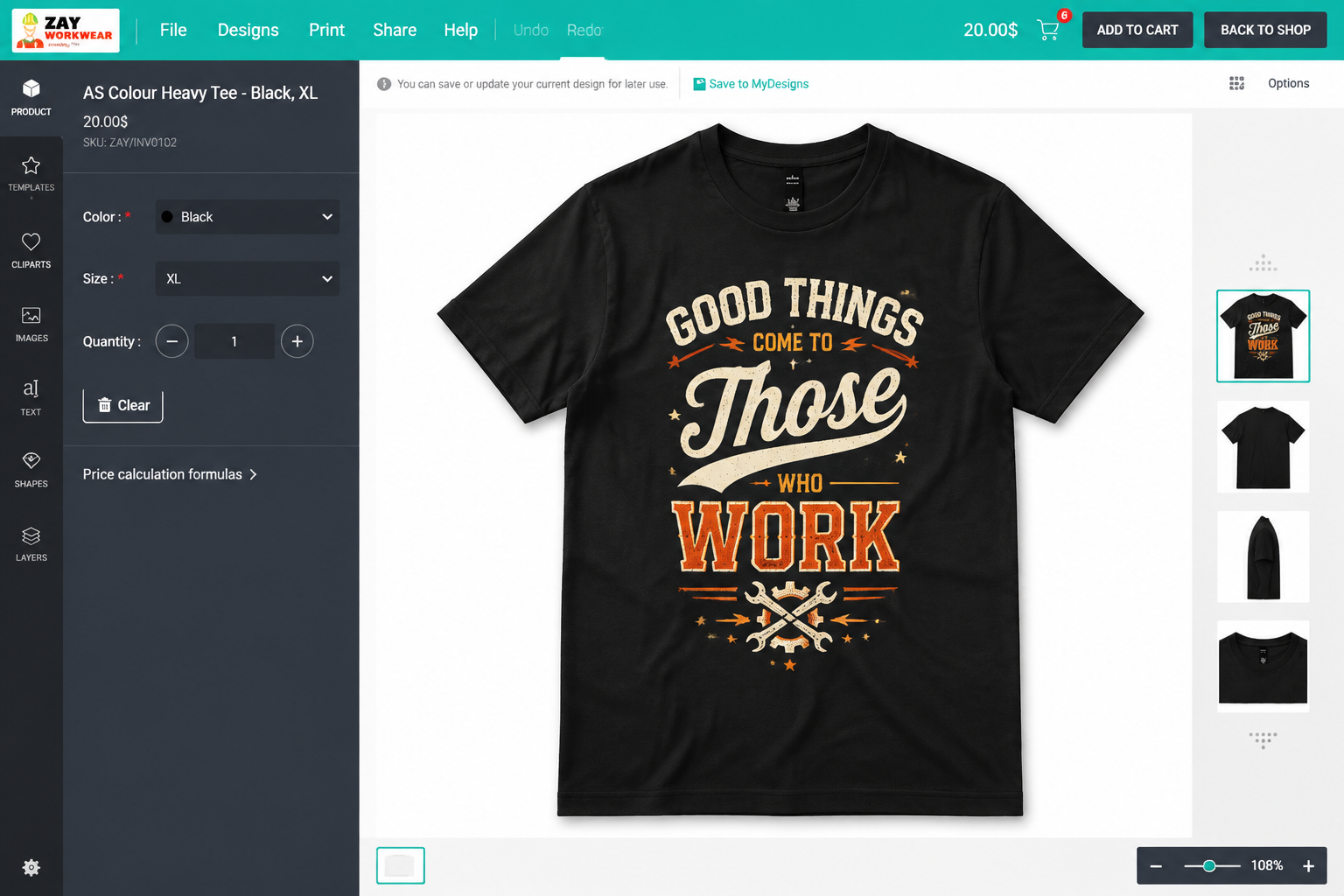 Online T-shirt design tool