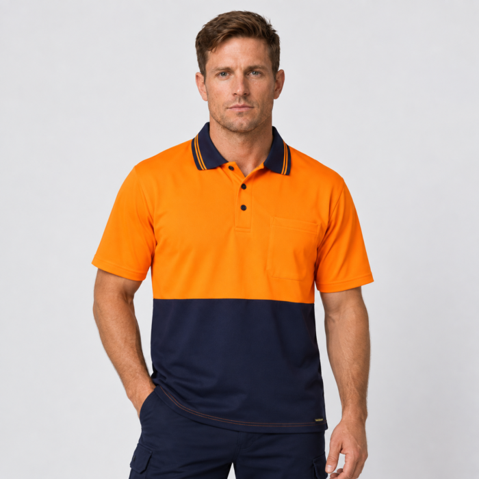 Hi Vis Short Sleeve Cotton Back Polo with Pocket - AS/NZS Compliant