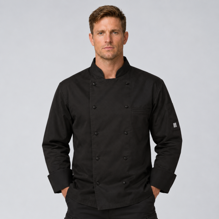 Ladies Lightweight Executive Black Chefs Jacket - Long Sleeve