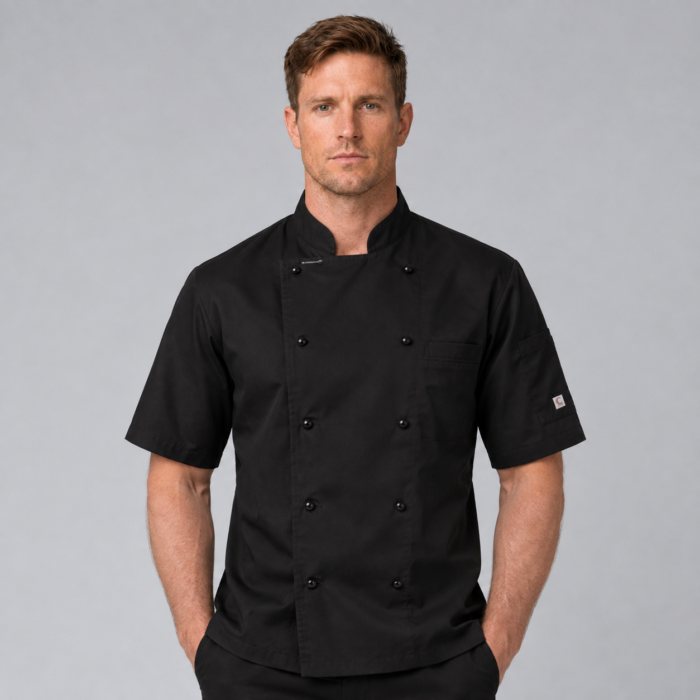 Lightweight Executive Black Chefs Jacket - Short Sleeve