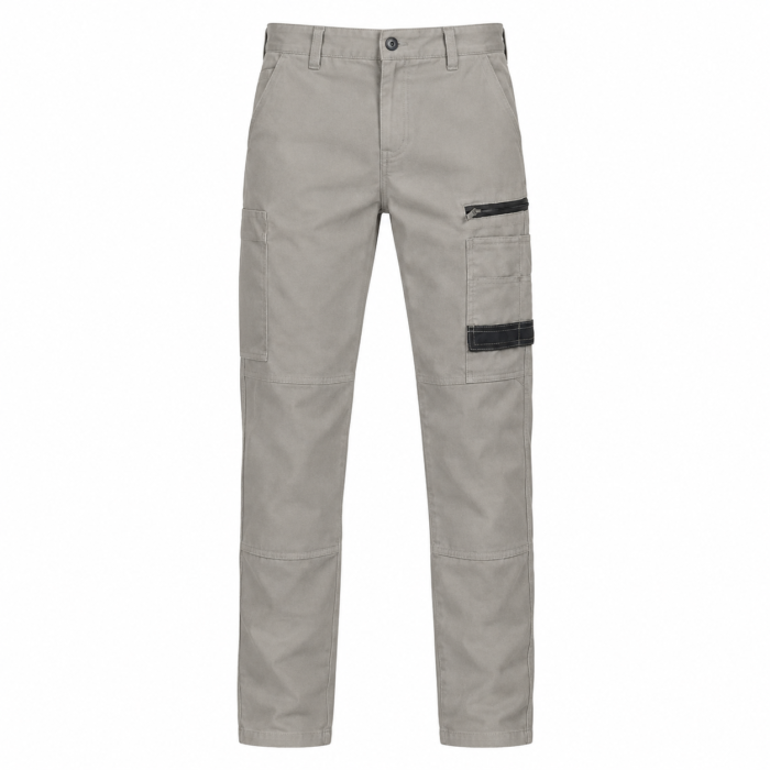 Mens Cotton Drill Cargo Work Pants - UPF50+ Multi-Pocket Tradie Trousers